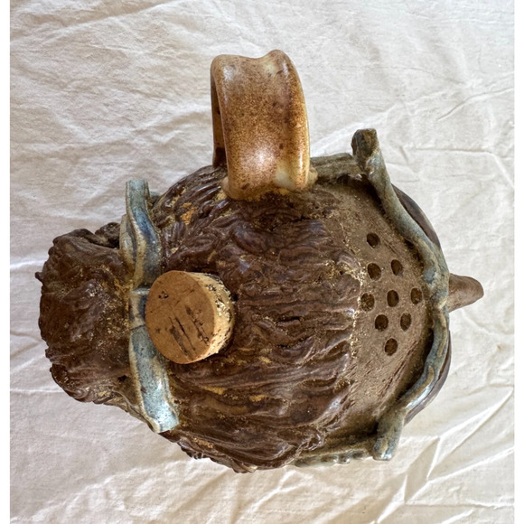 Handmade Pottery Folk Art Ugly Face Jug Big Toothy Smile CHEESE Signed - Picture 4 of 10